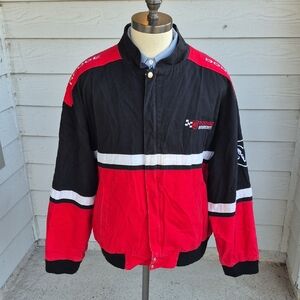 ESSEX Dodge‎ Motosports Nascar Black Red Cotton XL Mens Full Zip Jacket VTG Y2K